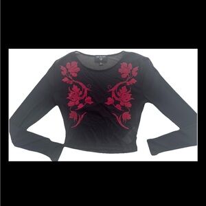 True Religion M Black Mesh Crop Top Blouse Sexy Club Glam M Blouse